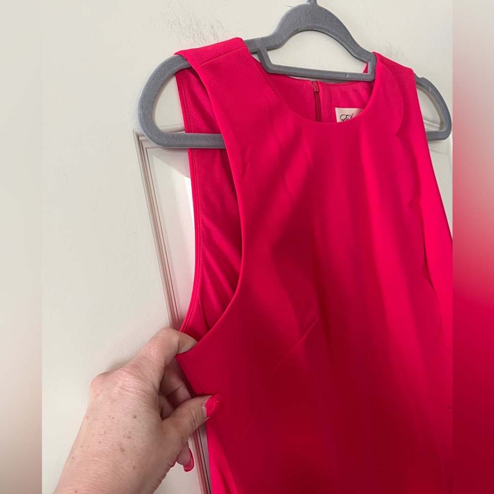 Eliza J Vibrant Pink Scalloped Mini Dress Women Size 12 - Picture 10 of 14
